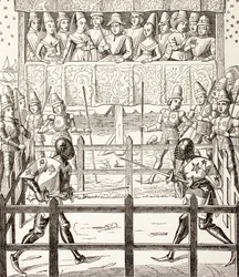 Two combatants begin a judicial duel